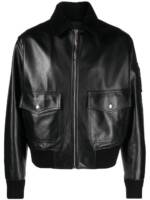 Givenchy Lederjacke mit Shearling-Kragen - Schwarz