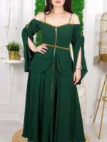 Grünes, elegantes Kleid mit Reißverschluss an der Taille
