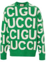 Gucci Pullover mit Intarsien-Logo - Grün