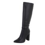 Ital-Design Damen Elegant High-Heel-Stiefel (87108661) Blockabsatz High-Heel Stiefel in Schwarz