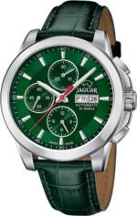 JAGUAR Chronograph Jaguar Herrenuhr Leder grün Jaguar Le, (Chronograph), Herren Armbanduhr rund, Lederarmband grün