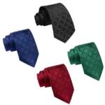 Jioson Krawatte Herren Krawatte - Klassische karierte Satin Krawatte, 4er Pack (Rote + grüne + schwarze + blaue Polyester-Jacquard-Krawatte, 4-teilig) Perfekt für den Berufsalltag,Geschäftstreffen,Hochzeiten,Feiern mehr