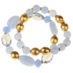 KARMA Perlenarmband Set Kristalle Perlen (2-tlg), Armband blau Damen Schmuck