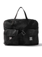 Kiton - Logo-Appliquéd Textured-Leather Trimmed Nylon Weekend Bag - Men - Black