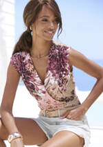 LASCANA Shirttop, mit Alloverdruck, elegantes Sommertop mit V-Ausschnitt
