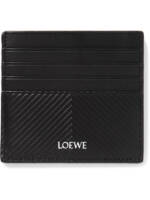 LOEWE - Logo-Print Debossed Leather Cardholder - Men - Black