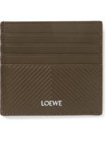 LOEWE - Logo-Print Debossed Leather Cardholder - Men - Green