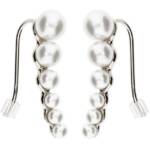 LÖB Ohrklemme Ohrringe zum Klemmen mit Perlen Bogen Silber Weiß, Damen Ohrklemme Ear Cuff Ohrmanschette Ohrstecker Ohr Kletterer Minimalistisch Gebogen Lang Perlenohrringe Perlenohrstecker Modern Brautschmuck Braut