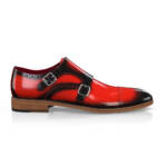 Luxus Monkstraps / Monk-Schuhe Cap toe für Damen - Handgemacht in Italien aus Premium - Leder - Rot, Schnalle - Selbst gestalten - GIROTTI