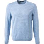 Maerz Herren Pullover blau Merinowolle unifarben