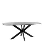 Moderner Esstisch mit ovaler Tischplatte Schwarzgrau und Schwarz