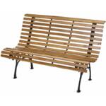 Neuwertig] Gartenbank HHG-695, Sitzbank Parkbank Holzbank, 2-Sitzer Gusseisen Holz 122cm 22kg hellbraun - brown