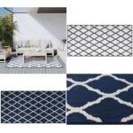 Outdoor-Teppich Marineblau Weiß 100x200 cm Beidseitig Nutzbar - Outdoor-Teppich - Outdoor-Teppiche - Home & Living