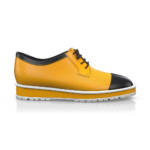 Plateau-Schuhe Budapester / Derby / Oxford für Damen - Handgemacht in Italien aus Naturleder - Gelb-Orange & Schwarz - Selbst gestalten - GIROTTI