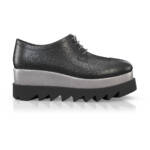 Plateau-Schuhe Budapester / Derby / Oxford für Damen - Handgemacht in Italien aus Naturleder - Metallics & Schwarz - Selbst gestalten - GIROTTI