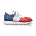 Sneaker Sportlicher Schnürer für Damen - Handgemacht in Italien aus Naturleder - Rot & Blau & Weiß - Selbst gestalten - GIROTTI