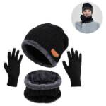 Truyuety Strickmütze Herren Winter Warm Mütze Loop Schal und Touchscreen Handschuhe Set