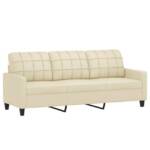 vidaXL Sofa 3-Sitzer Sofa Couch Möbel Creme 180 cm Kunstleder