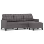 vidaXL Sofa 3-Sitzer-Sofa mit Hocker Grau 180 cm Kunstleder Couch