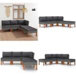 5-tlg. Garten-Lounge-Set mit Kissen Poly Rattan Grau - Garten-Sofa-Set - Garten-Sofa-Sets - Home & Living