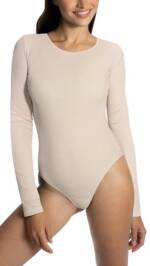 Alkato Langarmbody Damen Langarm Body Bodysuit mit Rundhalsausschnitt Rippstoff