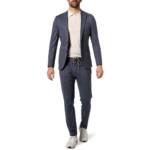 BALDESSARINI Herren Anzug blau Jersey meliert Slim Fit