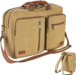 BRUBAKER Umhängetasche Vintage "Safari" - Poly Canvas Aktentaschen für Herren und Damen (3 in 1 Messenger Bag Tasche, 1-tlg., Braun), Retro Laptoptasche Businesstasche mit Rucksackfunktion