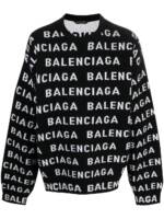 Balenciaga Intarsien-Pullover mit Rundhalsausschnitt - Schwarz