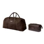 DRAKENSBERG Reisetasche Weekender "David" & Kulturbeutel "Ruby" Kaffee, Bundle, aus Premium Leder für Damen und Herren