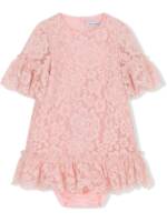 Dolce & Gabbana Kids Gerüschtes Kleid mit Spitzen-Overlay - Rosa