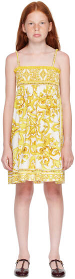 Dolce&Gabbana Kids White & Yellow Majolica Print Dress