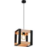 GBLY Pendelleuchte Holz Esstisch 1 Flammig - Hängelampe Schwarz Metall E27 Fassung Industrial Vintage Pendellampe Retro Esszimmerlampe Hängend für