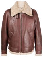 Golden Goose Lederjacke mit Shearling - Rot