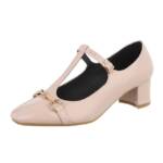 Ital-Design Damen Abendschuhe Elegant Schnürpumps (87118082) Blockabsatz Schnür- & Riemchenpumps in Beige