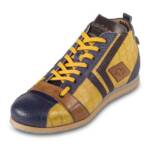 Kamo-Gutsu Leder Sneaker Kroko-Optik blau/gelb, (TIFO-130 blu lemon taupe) Sneaker Handgefertigt in Italien