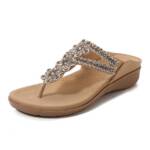 Powerwill Damen Sandalen Sommerschuh, Schlappen mit Zehensteg Zehentrenner (Paar, 1-tlg., Sommer Bequem Flach Bohemian Zehentrenner Sandaletten) Sommer Bequem Flach Bohemian Zehentrenner Sandaletten