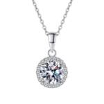 Powerwill Kette mit Anhänger Silberkette Damen 925 mit Anhänger (Zertifikat für Frauen Freundin), 1 Karat Moissanite Halskette Damen Kette Silber Diamant Schmuck