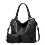 Powerwill Schultertasche Damen Handtasche Leder Henkeltasche (Set, 2-tlg., Schultertasche für Frauen), Top Griff Tasche Vintage Weiches Umhängetasche