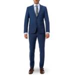 ROY ROBSON Herren Anzug blau Schurwoll-Stretch meliert Slim Fit