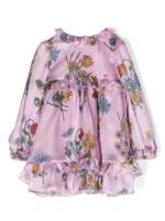 Roberto Cavalli Junior Seidenkleid mit Blumen-Print - Rosa