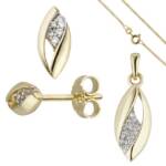 Schmuck Krone Schmuckset Schmuck-Set aus 333 Gelbgold mit Kette 42cm, Gold 333