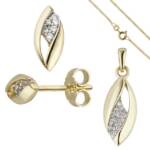 Schmuck Krone Schmuckset Schmuck-Set aus 333 Gelbgold mit Kette 45cm, Gold 333