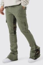 Skinny Camouflage Cargohose - Khaki - 28R, Khaki