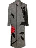 Thom Browne Langer Harris-Tweed-Mantel mit Stickerei - Schwarz