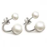 Truyuety Ohrring-Set Perlen Ohrringe, Damen Perlen Ohrringe 925 Sterling Silber 6+8/10/12mm