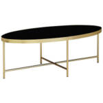 WOHNLING Couchtisch Glas schwarz, gold 110,0 x 56,0 x 40,0 cm