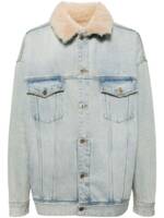 We11done Jeansjacke mit Shearling-Kragen - Blau