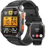 Yuede Smartwatch Herren, Outdoor Militär Sportuhr mit Telefonfunktion, Smartwatch (2.01" 9H Kratzfestes Robuste HD Touch Farbdisplay Zoll), IP68 Wasserdicht Fitness Uhr mit 120+ Sportmodi, Fitness Tracker mit 24/7 Herzfrequenz/SpO2/Schlafmonitor/Schrittzähler, Bluetooth 5.3 Uhr Herren, 400mAh Batterie, verfügbar für Android 5.0+ / iOS 9.0+