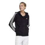 adidas 3 Stripes French Terry Sweatjacke Damen in schwarz