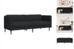 vidaXL Sofa Sofa 3-Sitzer Schwarz Stoff